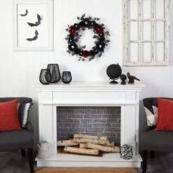 24” Eyeball Rose Halloween Artificial Wreath 7 24” Eyeball Rose Halloween Artificial Wreath -Artificial Trees Store artificial 24 eyeball rose halloween artificial wreath nearly natural 775392