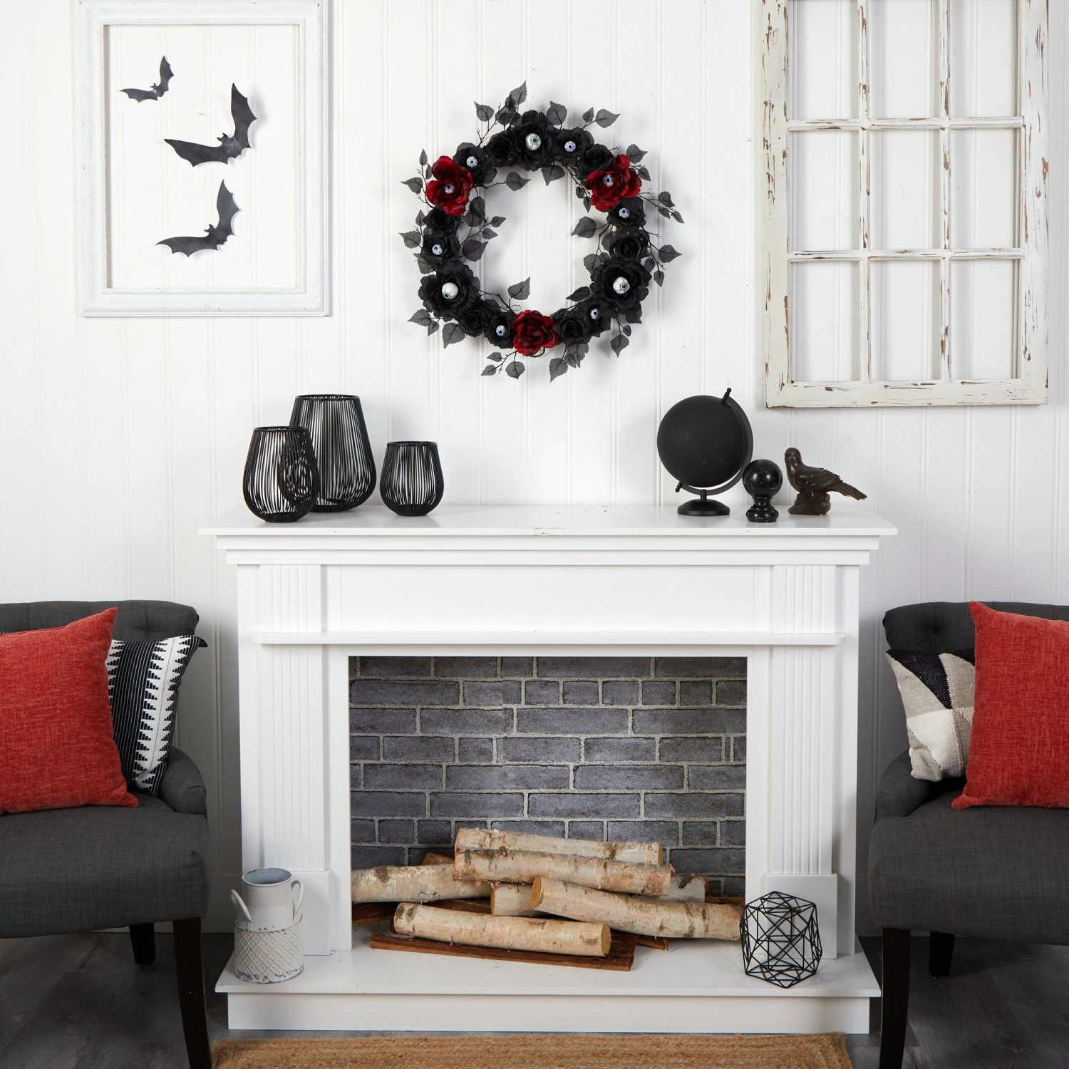 24” Eyeball Rose Halloween Artificial Wreath 4 24” Eyeball Rose Halloween Artificial Wreath - Image 4