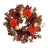 24” Fall Dahlia, Golden Apple, Oak Leaf And Berries Autumn Artificial Wreath