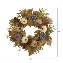 24” Fall Pumpkins, Pine Cones And Berries Artificial Wreath 5 24” Fall Pumpkins, Pine Cones And Berries Artificial Wreath -Artificial Trees Store artificial 24 fall pumpkins pine cones and berries artificial wreath nearly natural 606130