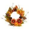 24” Fall Sunflower, Pumpkin, Gourds, Pinecone And Berries Autumn Artificial Wreath