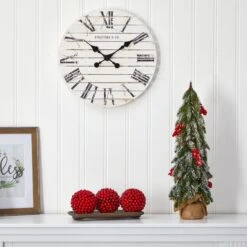 24” Flocked Artificial Christmas Tree With Berries And Pine Cones -Artificial Trees Store artificial 24 flocked christmas artificial tree with berries and pine cones nearly natural 323458