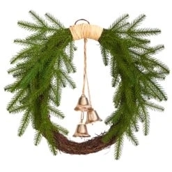 24” Holiday Christmas Pine And Bells Wreath