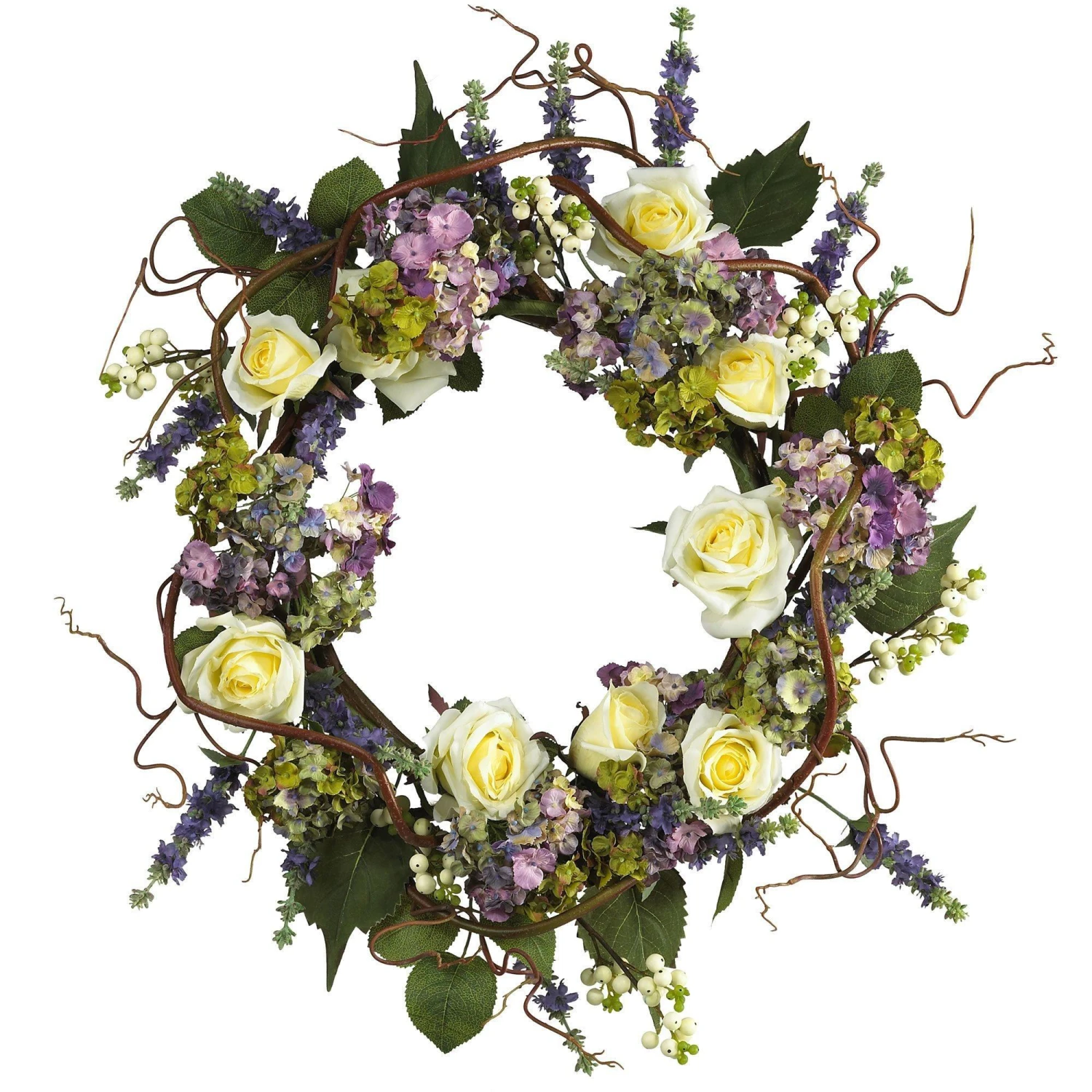 24" Hydrangea Rose Wreath" 1 24" Hydrangea Rose Wreath"