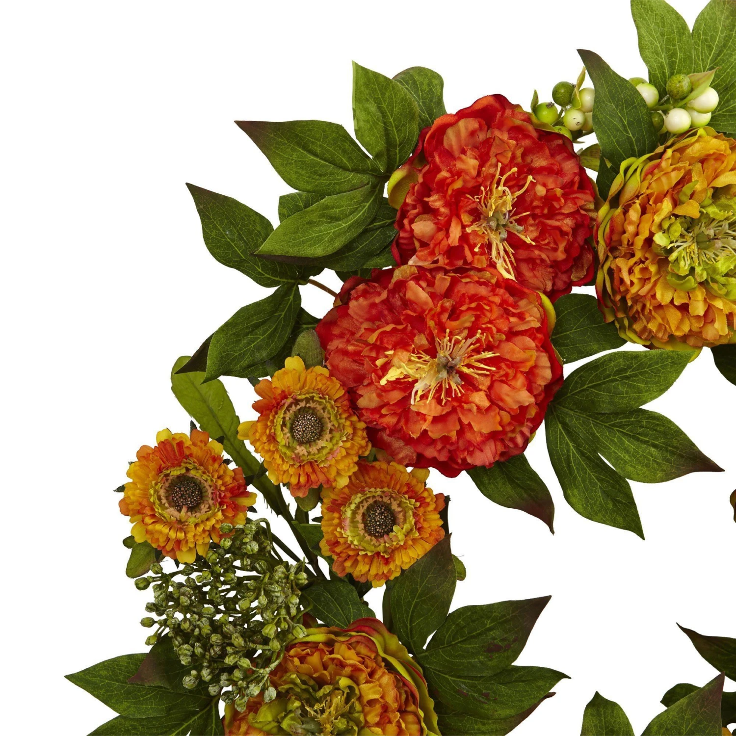 24” Peony And Mum Wreath 2 24” Peony And Mum Wreath - Image 2