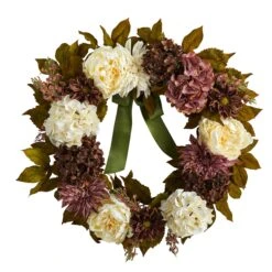 24” Artificial Peony, Dahlia And Hydrangea Wreath