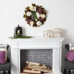 24” Artificial Peony, Dahlia And Hydrangea Wreath -Artificial Trees Store artificial 24 peony dahlia and hydrangea artificial wreath nearly natural 846586