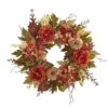 24” Peony, Hydrangea And Pumpkin Fall Artificial Wreath