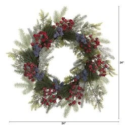 24” Pine And Cedar Artificial Wreath With Berries 5 24” Pine And Cedar Artificial Wreath With Berries -Artificial Trees Store artificial 24 pine and cedar artificial wreath with berries nearly natural 619991