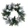 24” Pinecones And Berries Christmas Artificial Wreath With Silver Ornaments