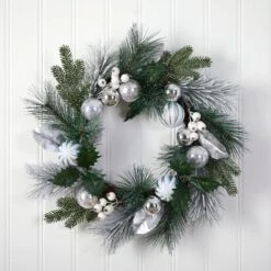 24” Pinecones And Berries Christmas Artificial Wreath With Silver Ornaments 6 24” Pinecones And Berries Christmas Artificial Wreath With Silver Ornaments -Artificial Trees Store artificial 24 pinecones and berries christmas artificial wreath with silver ornaments nearly natural 997010