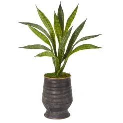 24” Sansevieria Artificial Plant In Decorative Planter