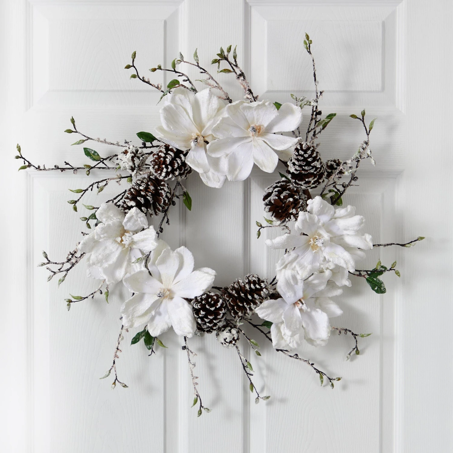 24” Snowed Magnolia / Pine Cone Wreath 2 24” Snowed Magnolia / Pine Cone Wreath - Image 2