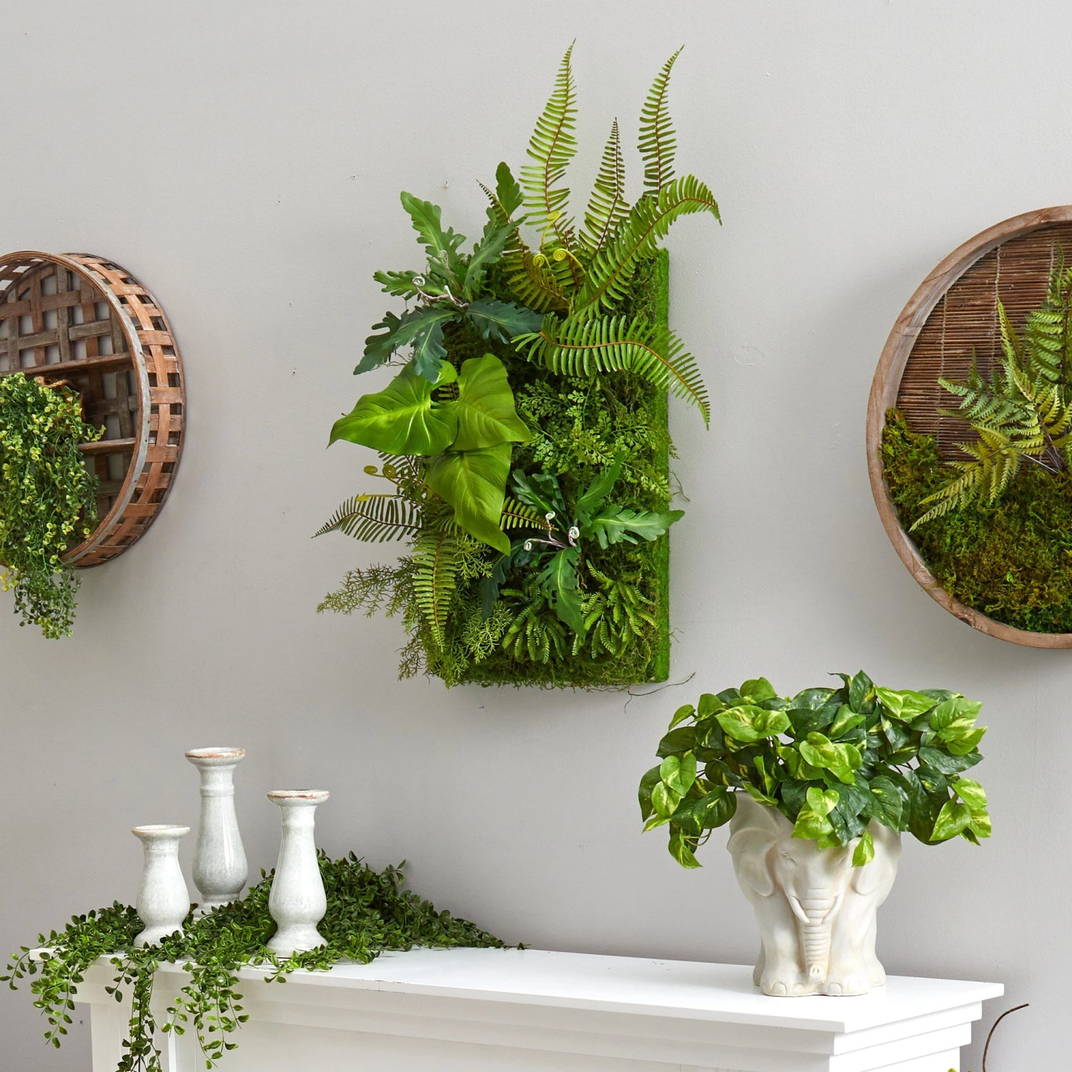 24” X 16” Mixed Foliage Artificial Living Wall 3 24” X 16” Mixed Foliage Artificial Living Wall - Image 3