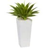 25" Artificial Agave Plant In White Planter"