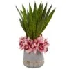 25” Cymbidium Orchid And Sansevieria Artificial Arrangement In Vase