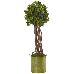 2.5’ English Ivy Tree In Metal Planter UV Resistant (Indoor/Outdoor)