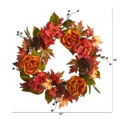 25” Fall Ranunculus, Hydrangea And Berries Autumn Artificial Wreath -Artificial Trees Store artificial 25 fall ranunculus hydrangea and berries autumn artificial wreath nearly natural 524190