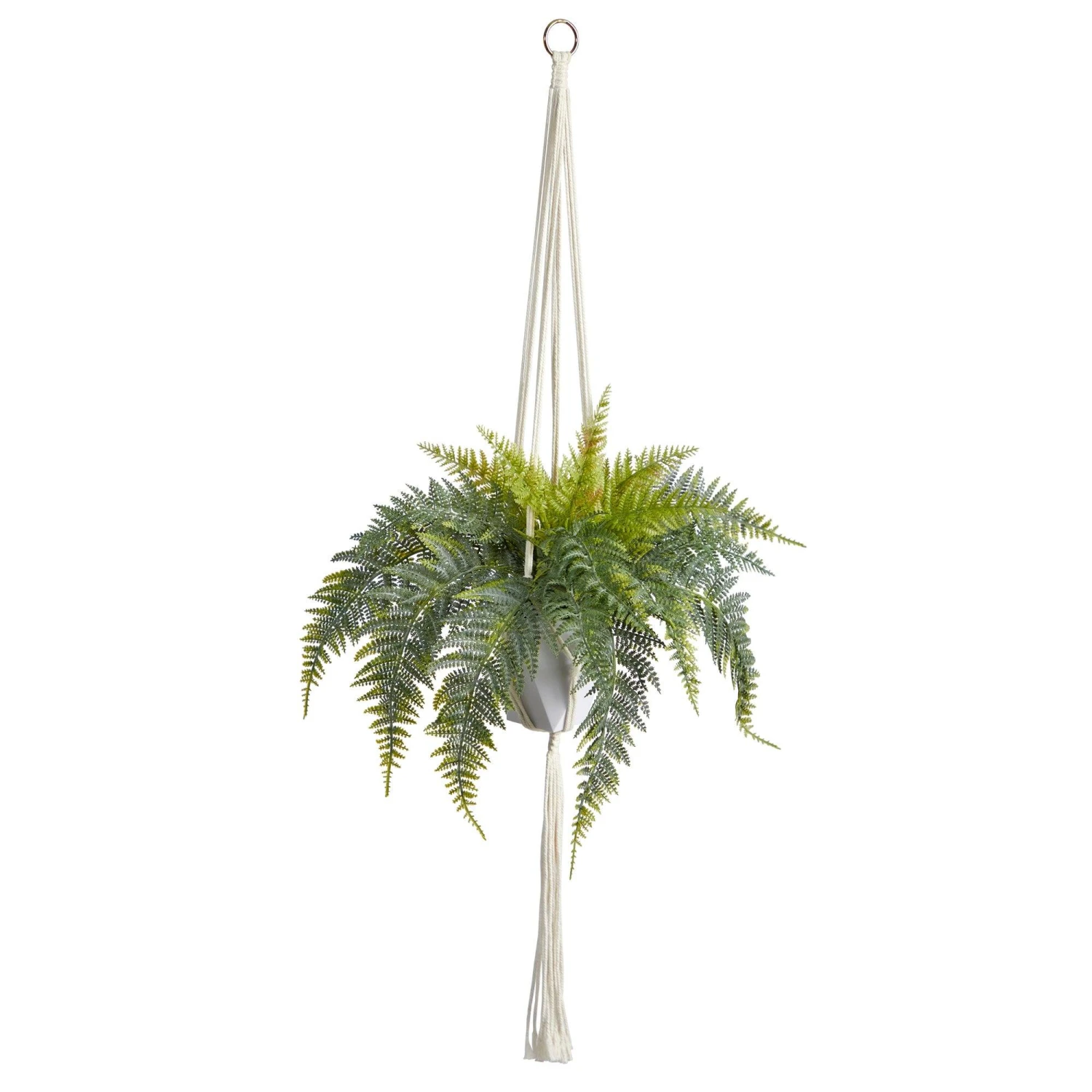 25” Fern Hanging Artificial Plant In Decorative Basket 1 25” Fern Hanging Artificial Plant In Decorative Basket