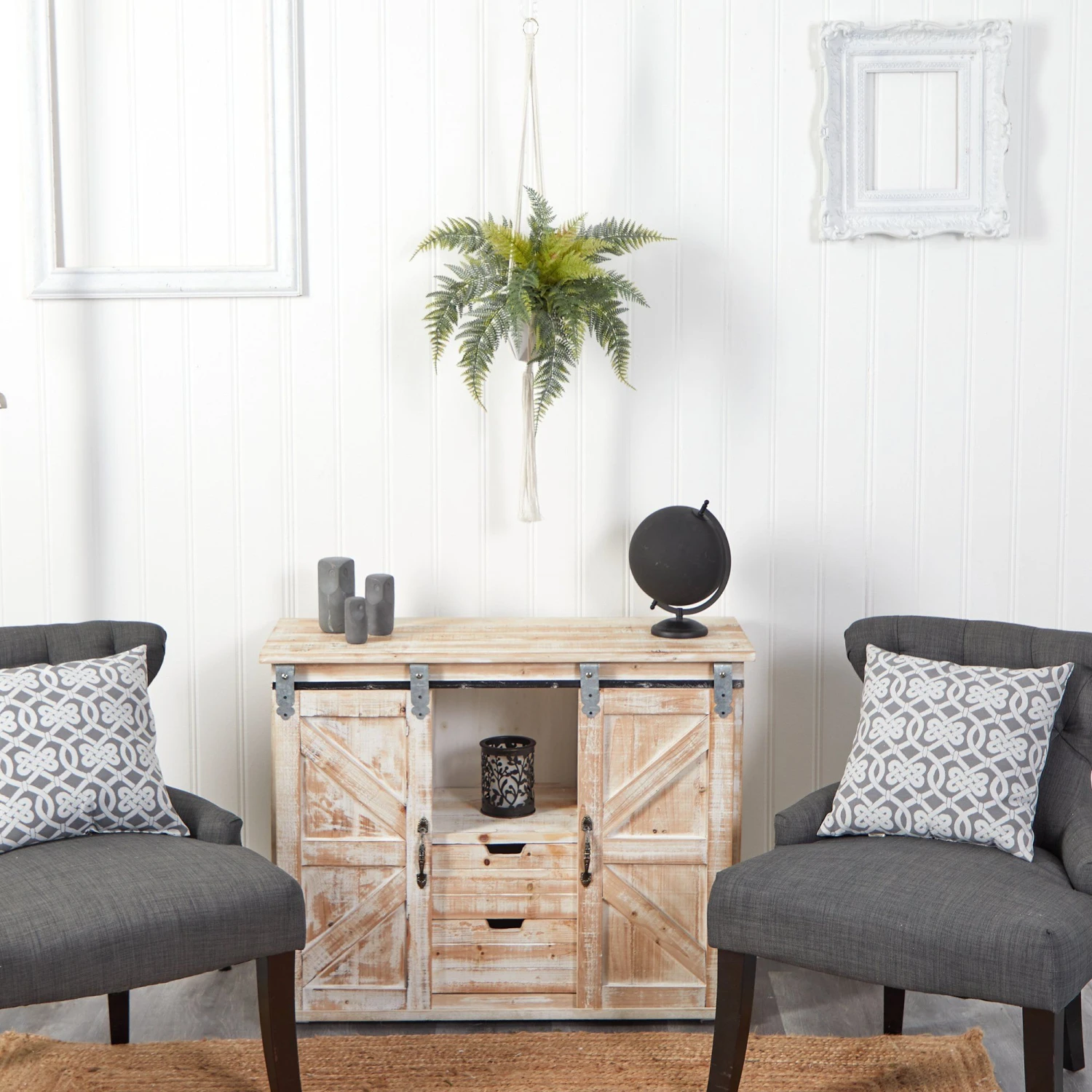 25” Fern Hanging Artificial Plant In Decorative Basket 4 25” Fern Hanging Artificial Plant In Decorative Basket - Image 4