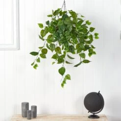 2.5’ Philodendron Artificial Plant In Hanging Basket -Artificial Trees Store artificial 25 philodendron artificial plant in hanging basket nearly natural 901280
