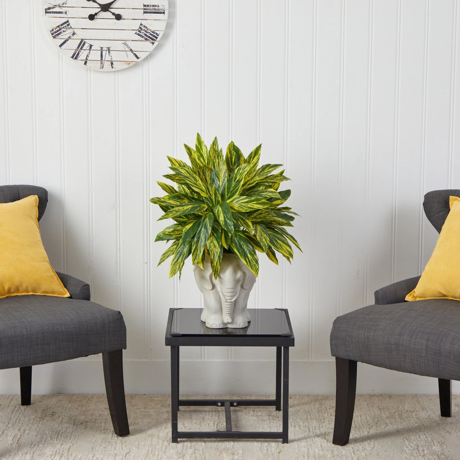 25” Tradescantia Artificial Plant In White Elephant Shaped Planter (Real Touch) 4 25” Tradescantia Artificial Plant In White Elephant Shaped Planter (Real Touch) - Image 4