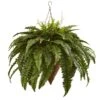 26" Artificial Giant Boston Fern With Cone Hanging Basket"