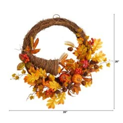 26” Autumn Artificial Cornucopia Fall Wreath -Artificial Trees Store artificial 26 autumn artificial cornucopia fall wreath nearly natural 930512