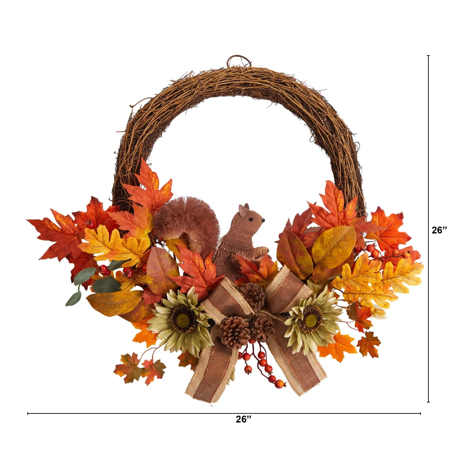 26” Fall Harvest Artificial Autumn Wreath With Twig Base And Bunny 3 26” Fall Harvest Artificial Autumn Wreath With Twig Base And Bunny - Image 3