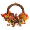 26” Fall Harvest Artificial Autumn Wreath With Twig Base And Bunny