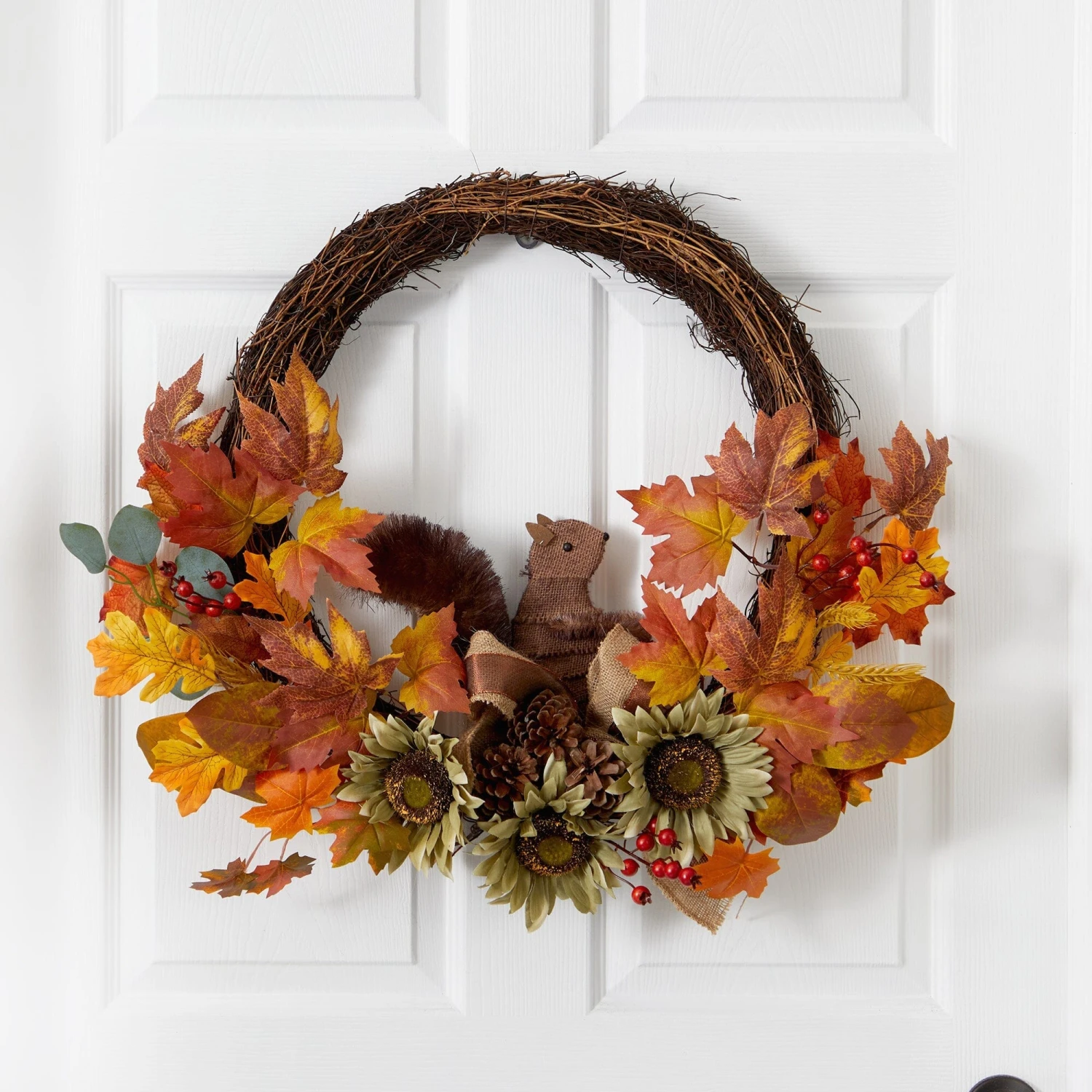 26” Fall Harvest Artificial Autumn Wreath With Twig Base And Bunny 2 26” Fall Harvest Artificial Autumn Wreath With Twig Base And Bunny - Image 2