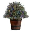26” Flocked Shrub With Pinecones, 150 Multicolored LED Lights And 280 Branches In Planter