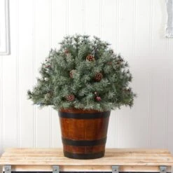 26” Flocked Shrub With Pinecones, 150 Multicolored LED Lights And 280 Branches In Planter 11 26” Flocked Shrub With Pinecones, 150 Multicolored LED Lights And 280 Branches In Planter -Artificial Trees Store artificial 26 flocked shrub with pinecones 150 multicolored led lights and 280 branches in planter nearly natural 602678