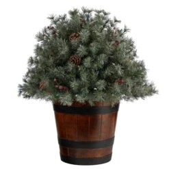 26” Flocked Shrub With Pinecones, 150 Multicolored LED Lights And 280 Branches In Planter 9 26” Flocked Shrub With Pinecones, 150 Multicolored LED Lights And 280 Branches In Planter -Artificial Trees Store artificial 26 flocked shrub with pinecones 150 multicolored led lights and 280 branches in planter nearly natural 775411