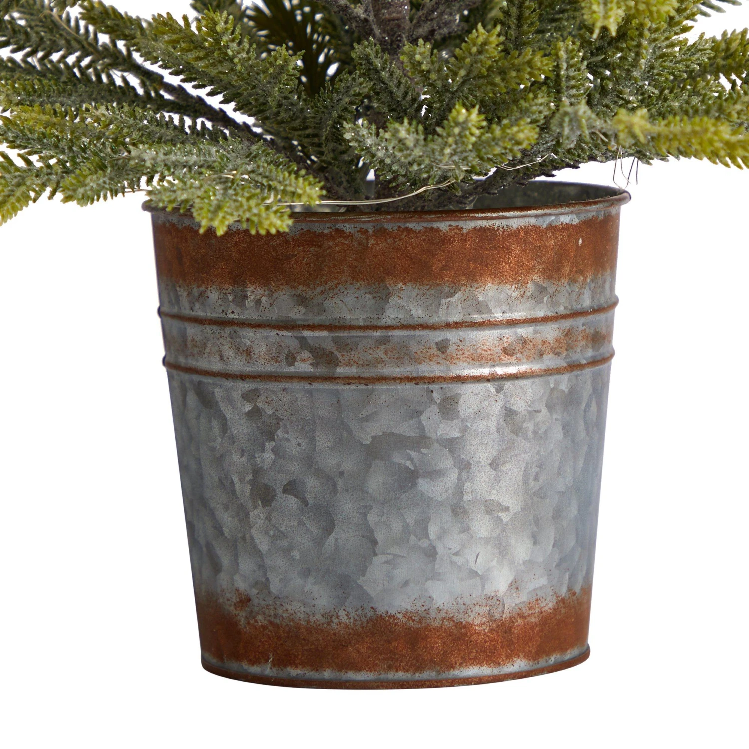 26” Pine “Natural Look” Artificial Christmas Tree With 35 Warm White Lights In Rustic Metal Planter 6 26” Pine “Natural Look” Artificial Christmas Tree With 35 Warm White Lights In Rustic Metal Planter - Image 6