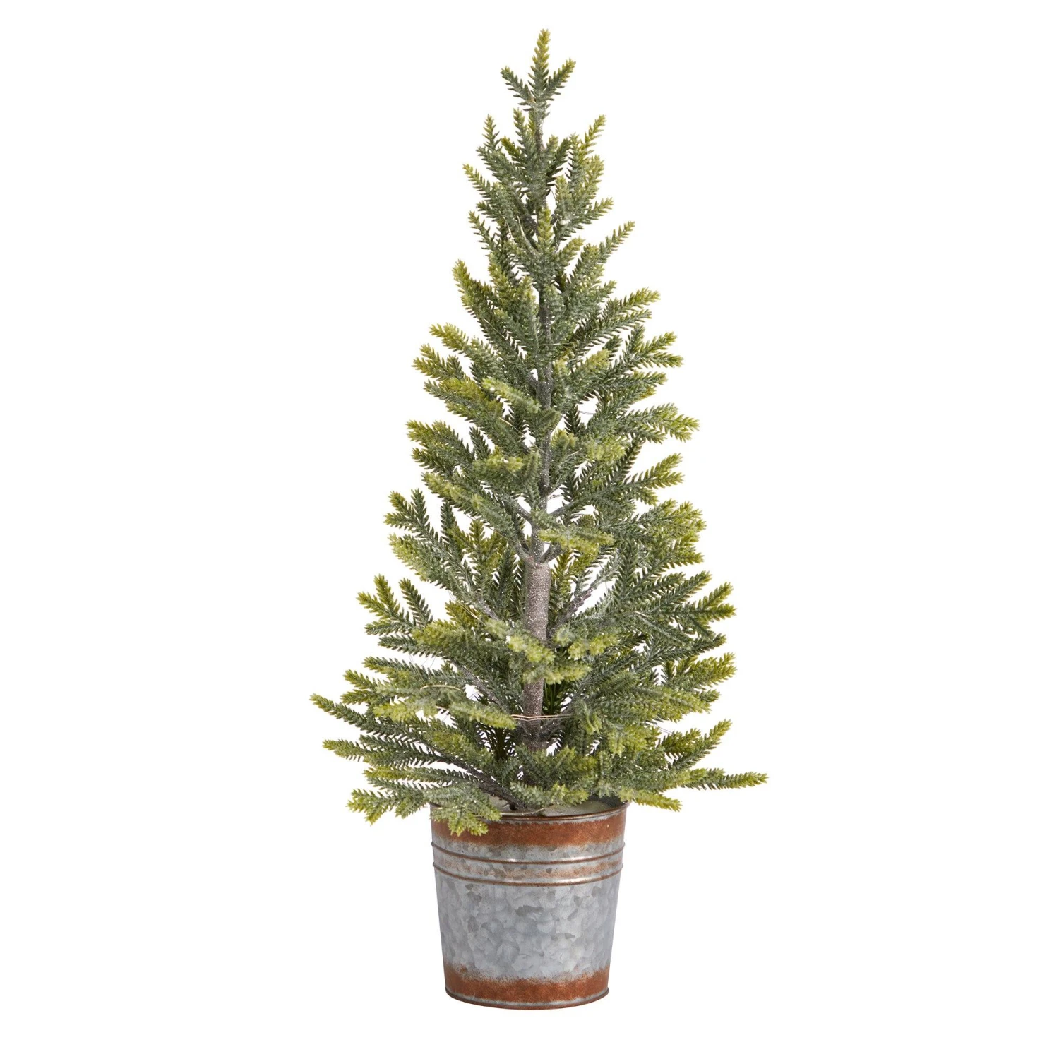 26” Pine “Natural Look” Artificial Christmas Tree With 35 Warm White Lights In Rustic Metal Planter 3 26” Pine “Natural Look” Artificial Christmas Tree With 35 Warm White Lights In Rustic Metal Planter - Image 3