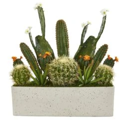 26” Succulent Garden Artificial Plant In White Planter
