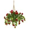 27” Geranium Artificial Plant In Hanging Basket