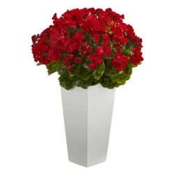 27” Geranium Artificial Plant In White Planter UV Resistant (Indoor/Outdoor) 8 27” Geranium Artificial Plant In White Planter UV Resistant (Indoor/Outdoor) -Artificial Trees Store artificial 27 geranium artificial plant in white planter uv resistant indooroutdoor nearly natural red 564448