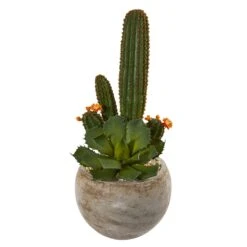 27” Mixed Succulent Artificial Plant In Sand Colored Planter