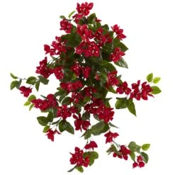 28” Bougainvillea Hanging Bush Artificial Plant (Set Of 2) UV Resistant (Indoor/Outdoor)