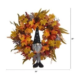 28" Harvest Fall Gnome Artificial Autumn Wreath" 6 28" Harvest Fall Gnome Artificial Autumn Wreath" -Artificial Trees Store artificial 28 harvest fall gmone artificial autumn wreath nearly natural 602961