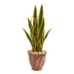 28” Sansevieria Artificial Plant In Terra Cotta Planter