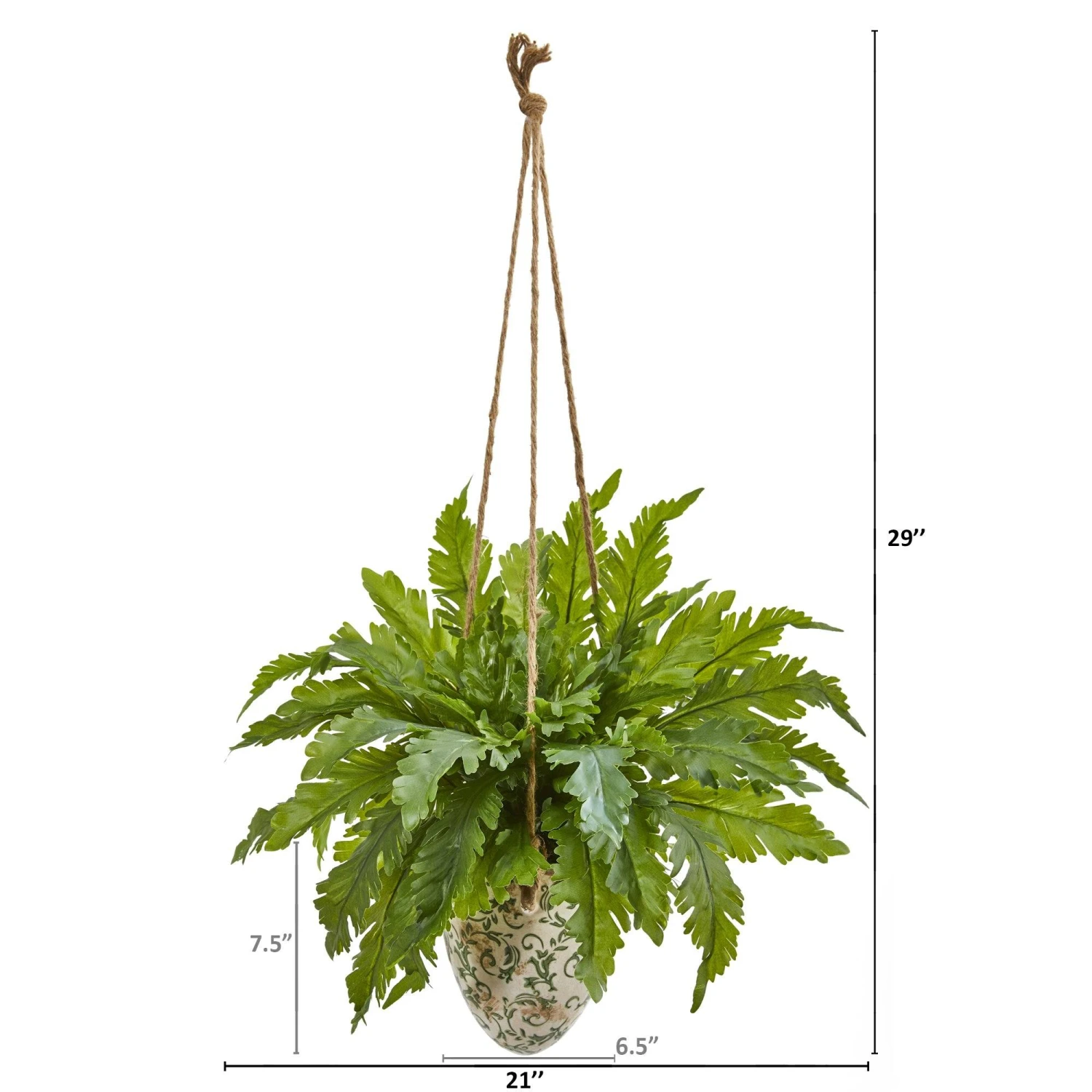 29” Fern Artificial Plant In Hanging Vase 2 29” Fern Artificial Plant In Hanging Vase - Image 2