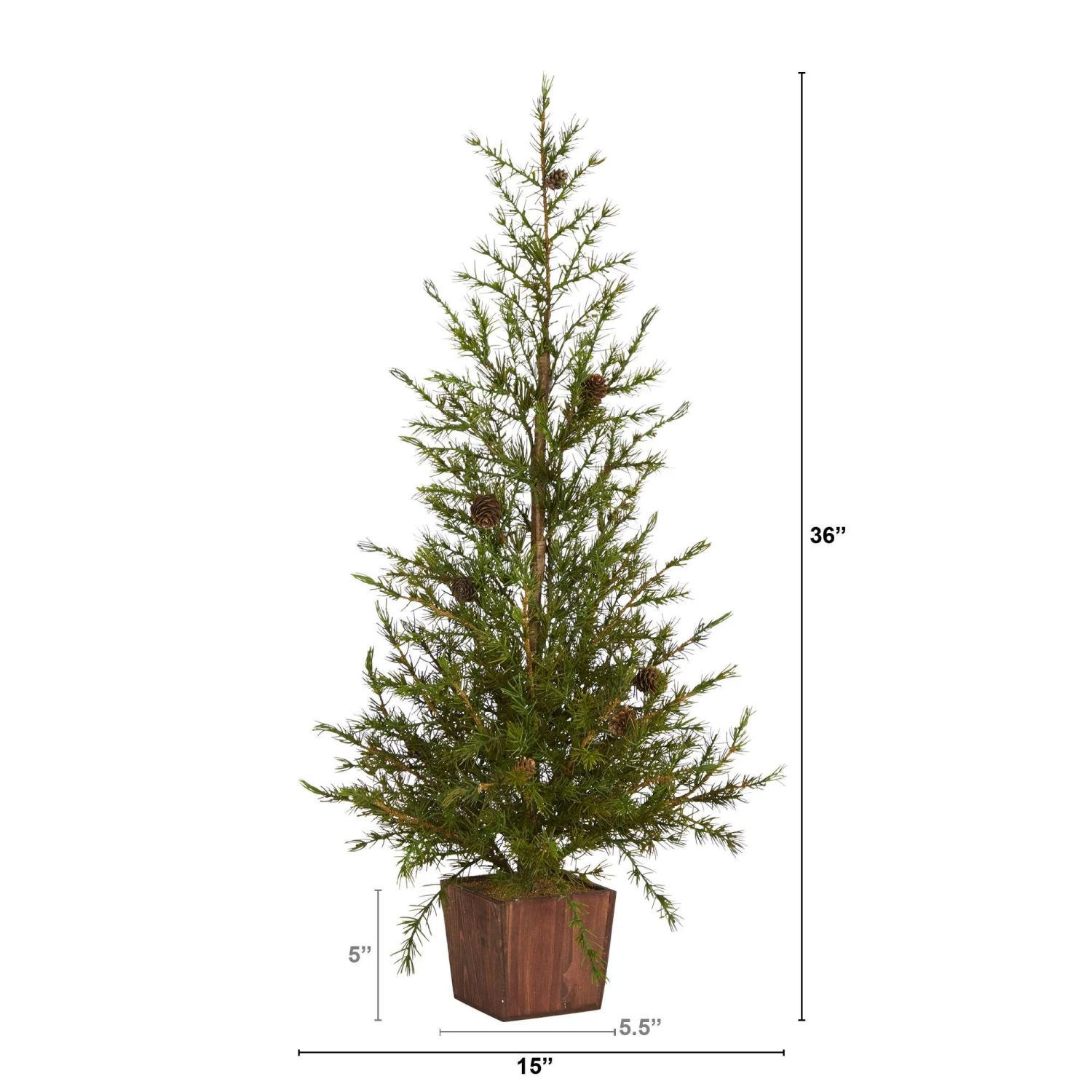 3’ Alpine “Natural Look” Artificial Christmas Tree In Wood Planter With Pine Cones 2 3’ Alpine “Natural Look” Artificial Christmas Tree In Wood Planter With Pine Cones - Image 2