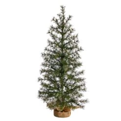 3’ Artificial Christmas Tree With 50 Clear LED Lights Set In A Burlap Base -Artificial Trees Store artificial 3 artificial christmas tree with 50 clear led lights set in a burlap base nearly natural 861932