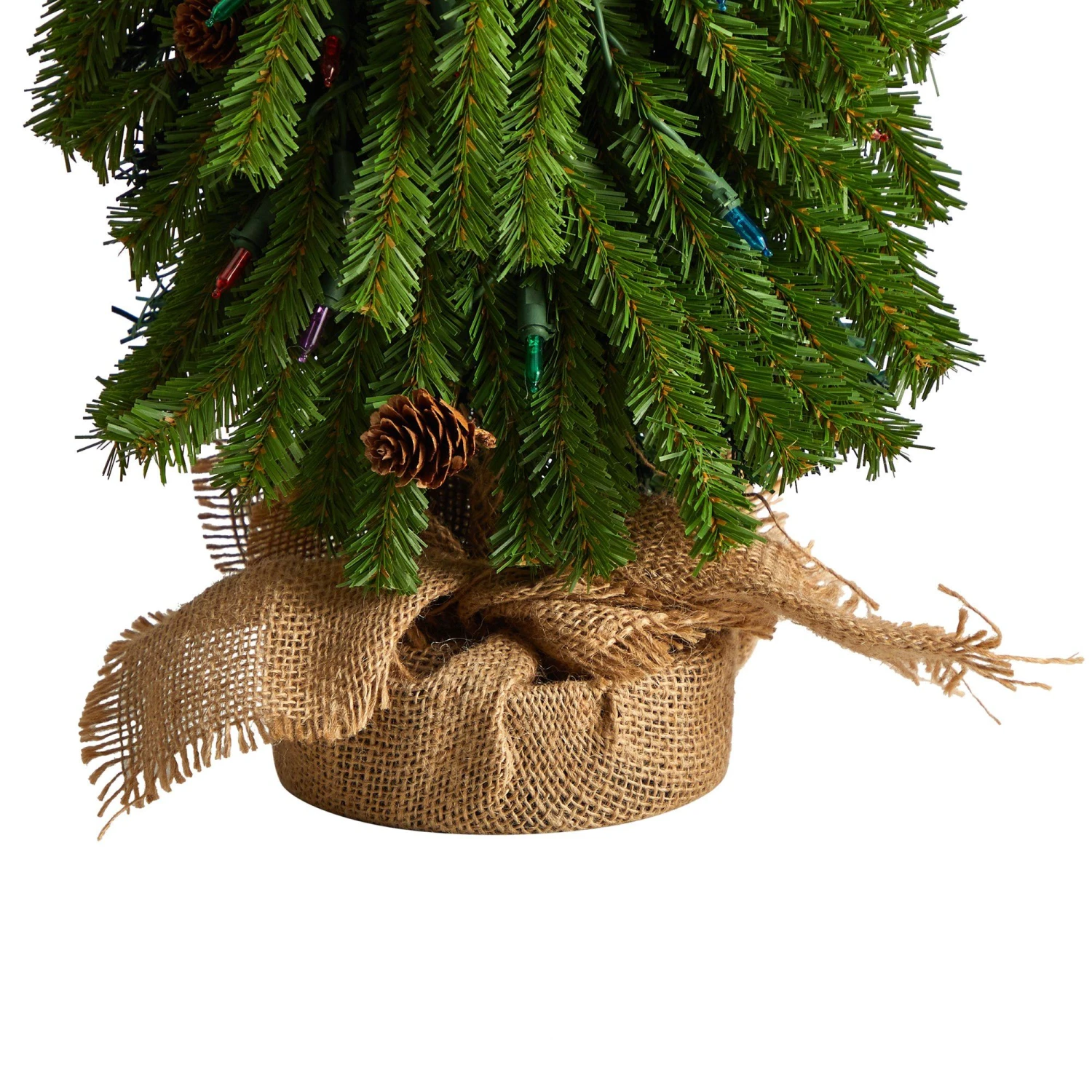 3’ Artificial Christmas Tree With Pinecones And 50 Multicolored Lights Set In A Burlap Base 6 3’ Artificial Christmas Tree With Pinecones And 50 Multicolored Lights Set In A Burlap Base - Image 6