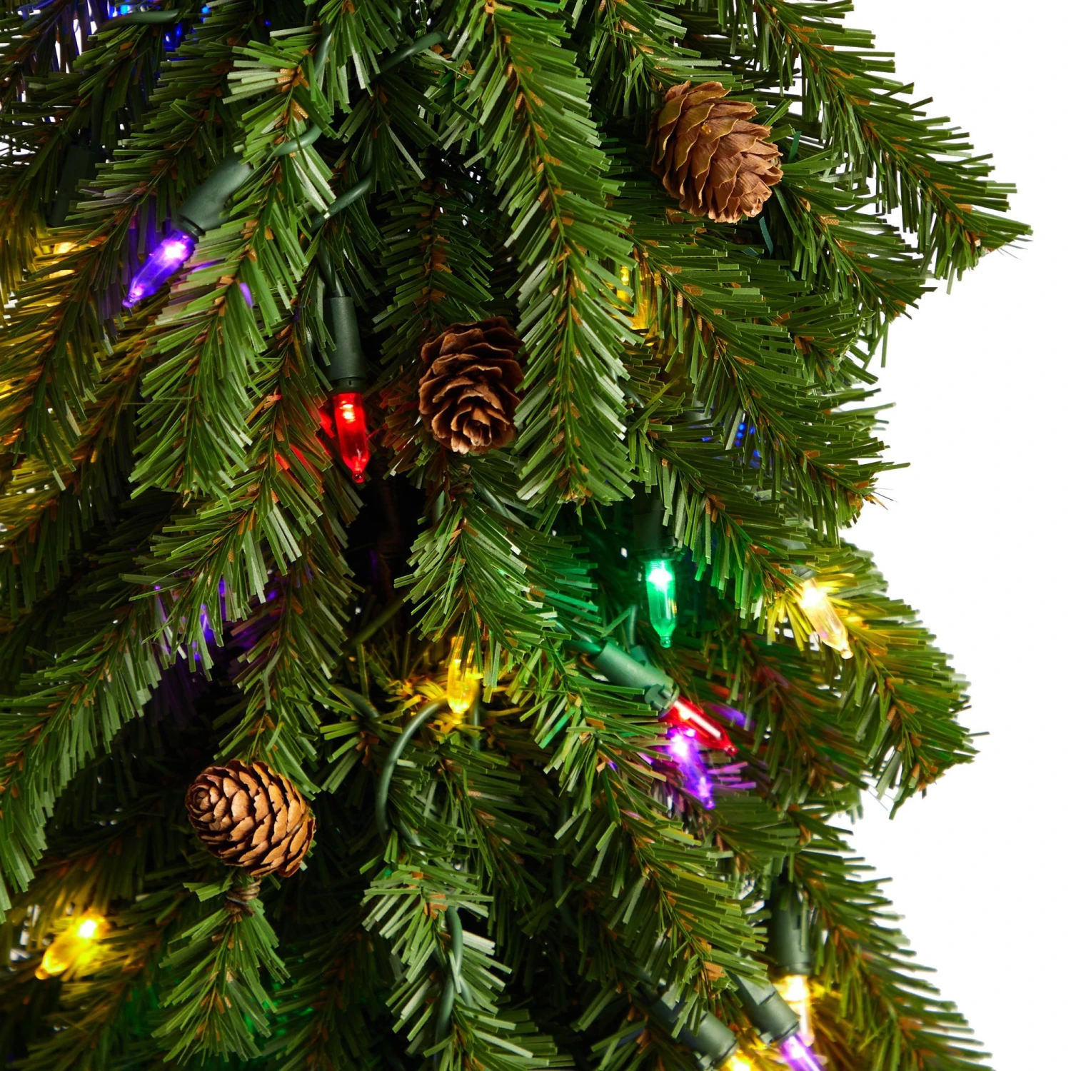 3’ Artificial Christmas Tree With Pinecones And 50 Multicolored Lights Set In A Burlap Base 4 3’ Artificial Christmas Tree With Pinecones And 50 Multicolored Lights Set In A Burlap Base - Image 4