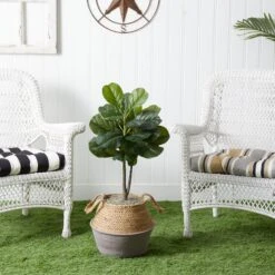 3' Artificial Fiddle Leaf Fig Tree With Handmade Cotton & Jute Woven Basket DIY Kit 35 3' Artificial Fiddle Leaf Fig Tree With Handmade Cotton & Jute Woven Basket DIY Kit -Artificial Trees Store artificial 3 artificial fiddle leaf fig tree with handmade cotton jute woven basket diy kit nearly natural 281256