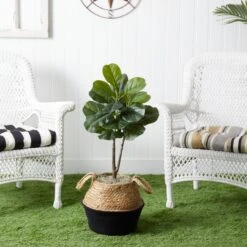 3' Artificial Fiddle Leaf Fig Tree With Handmade Cotton & Jute Woven Basket DIY Kit 33 3' Artificial Fiddle Leaf Fig Tree With Handmade Cotton & Jute Woven Basket DIY Kit -Artificial Trees Store artificial 3 artificial fiddle leaf fig tree with handmade cotton jute woven basket diy kit nearly natural 413055
